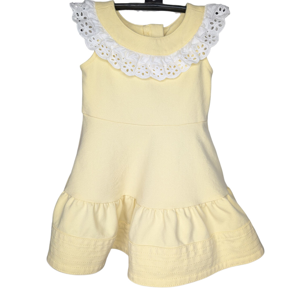 Janie and Jack Yellow Eyelet Ruffle Ponte Dress A-Line